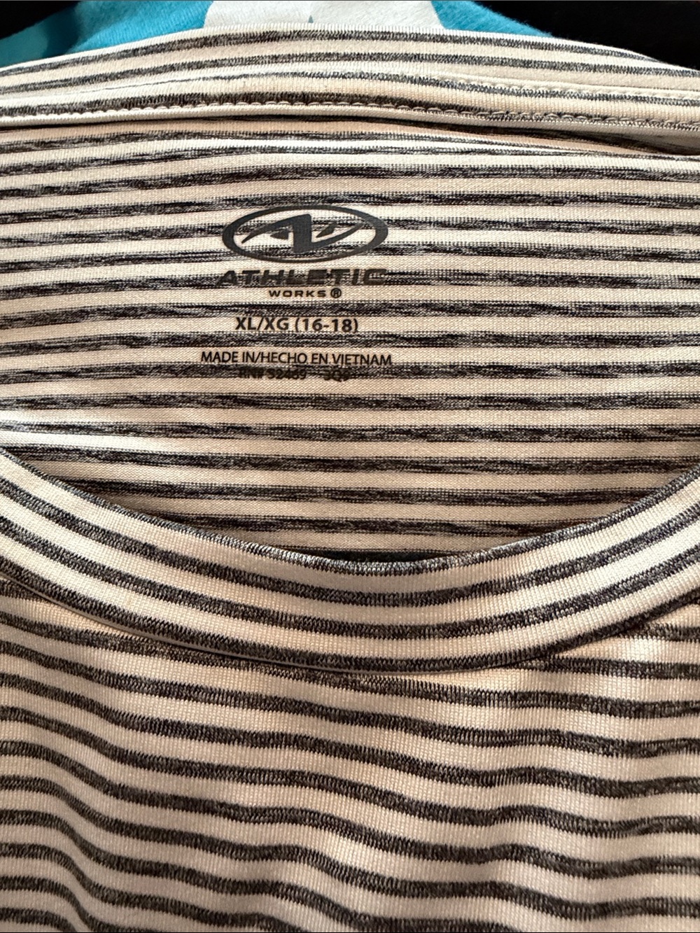 Striped Long Sleeve Crewneck Top - Grey & White - Picture 2 of 2
